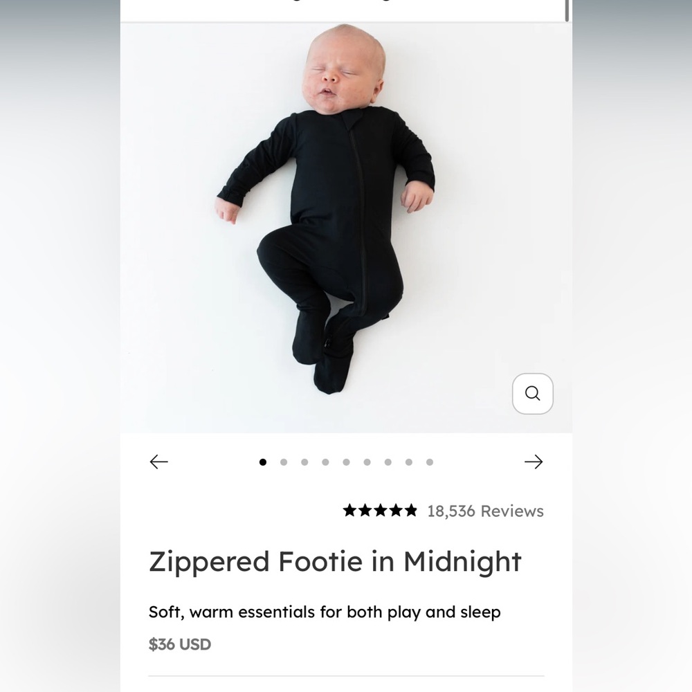 KYTE BABY zippered footie in Midnight🖤size newborn